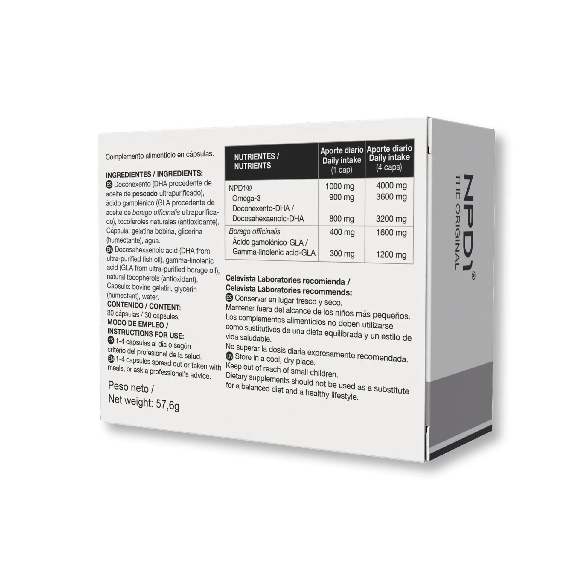 Omega 3 EPA y DHA concentrado para tratamiento colitis ulcerosa - Vista anterior